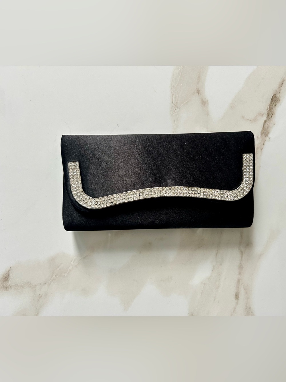 Black Evening Clutch with Crystal Accent